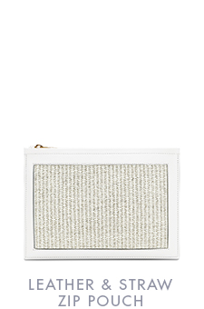 LEATHER & STRAW ZIP POUCH