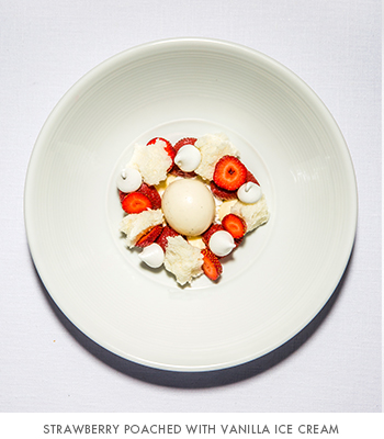 EMP Summer House's strawberry poached with vanilla ice cream