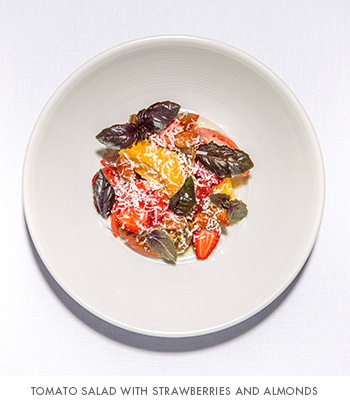EMP Summer House's tomato salad with strawberries and almonds